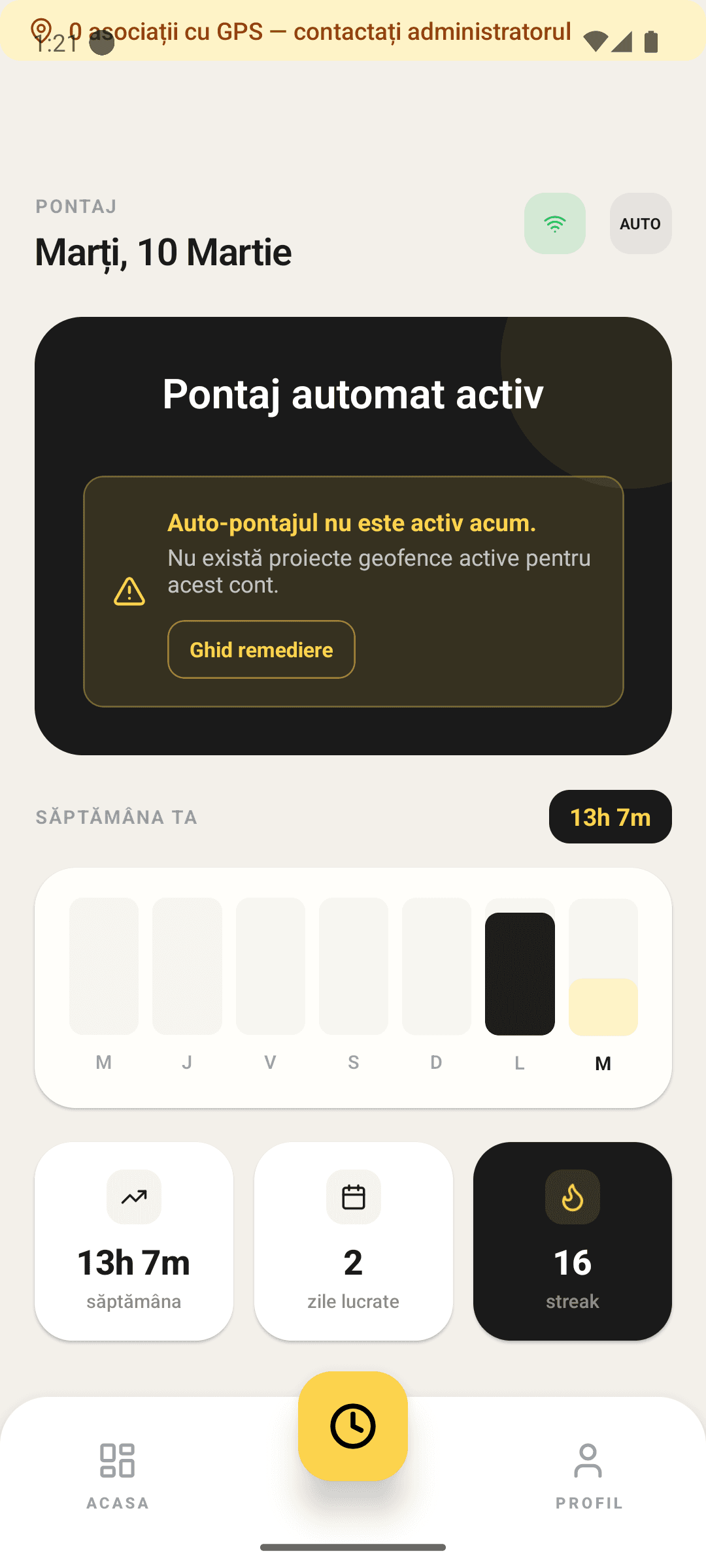 Pontaj mobil pentru echipe de finisaje