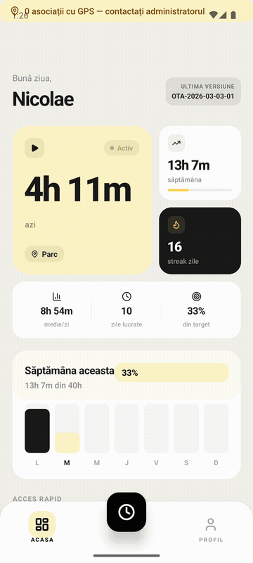 Ecran real din aplicația muncitorului