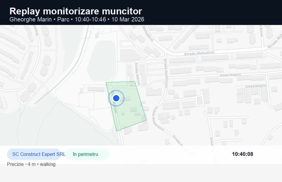 Replay real din monitorizare pentru Gheorghe Marin între 10:40 și 10:46